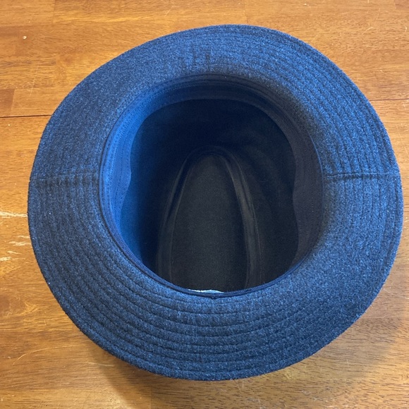 Free People Womens OS Felt Wool Blend Fedora Brim Hat Grey Black Ribbon Trim - Picture 6 of 9